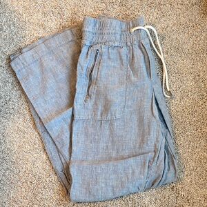 Athleta light blue linen wideleg pant